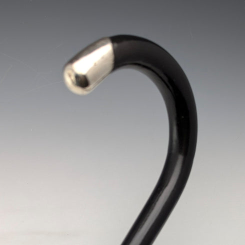 1933 British vintage men's pure silver decorated curved handle walking stick, 82cm